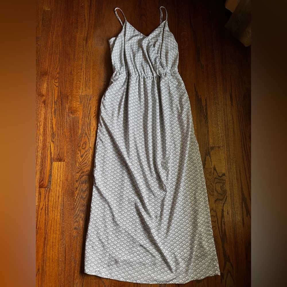 Banana Republic White and Gray Strapless Sundress